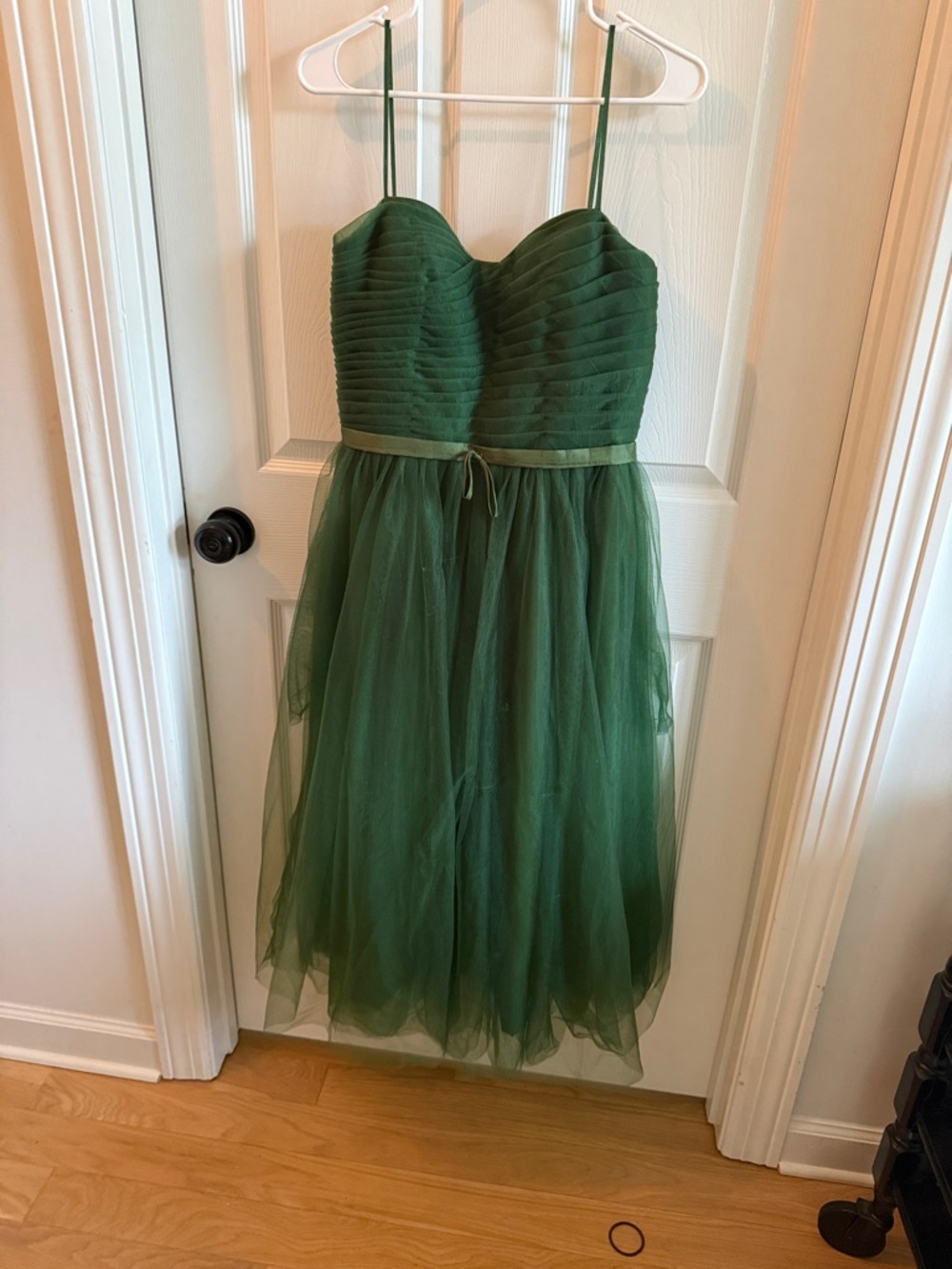 Green Tulle Midi Dress with Spaghetti Straps